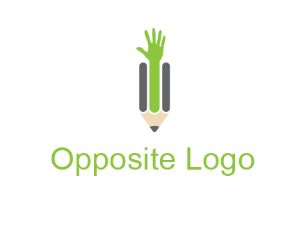 green hand inside pencil logo