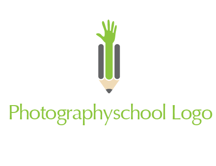 green hand inside pencil logo