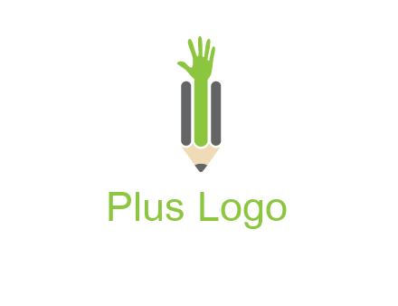 green hand inside pencil logo