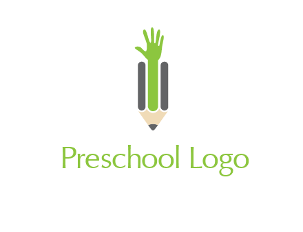 green hand inside pencil logo