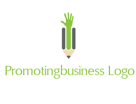 green hand inside pencil logo