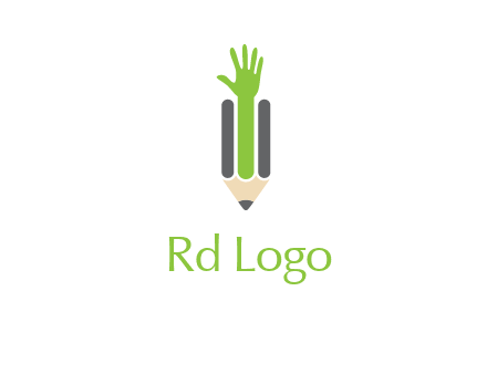 green hand inside pencil logo