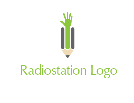 green hand inside pencil logo