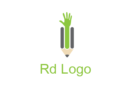 green hand inside pencil logo