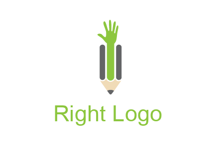 green hand inside pencil logo