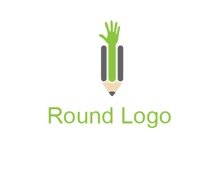 green hand inside pencil logo
