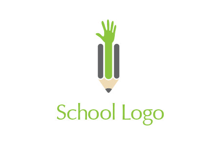 green hand inside pencil logo