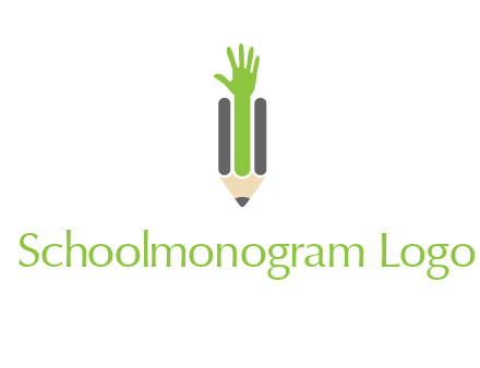 green hand inside pencil logo