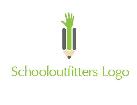 green hand inside pencil logo