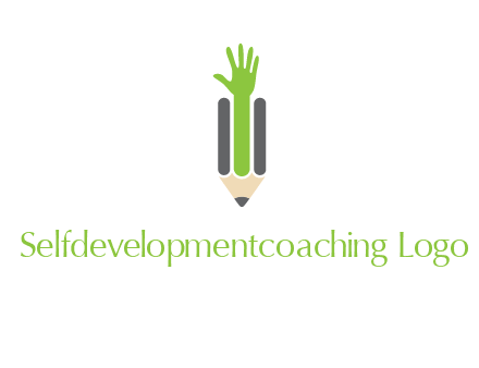 green hand inside pencil logo