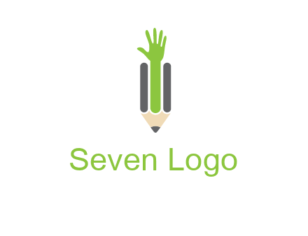 green hand inside pencil logo