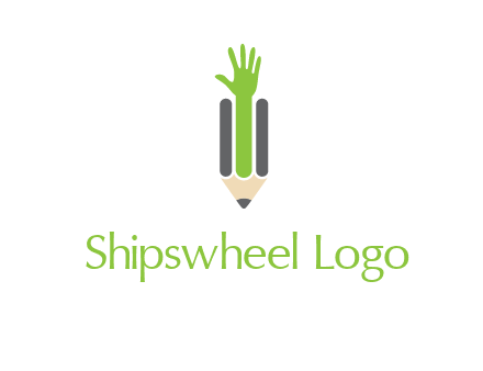 green hand inside pencil logo