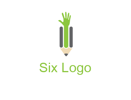 green hand inside pencil logo