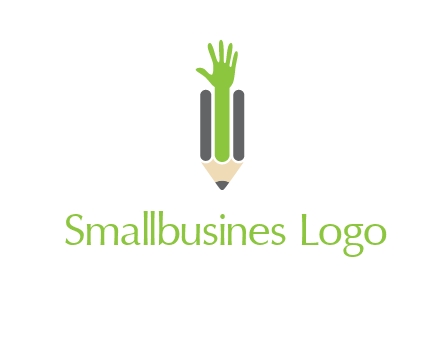 green hand inside pencil logo