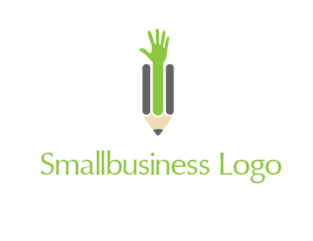 green hand inside pencil logo