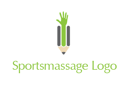 green hand inside pencil logo