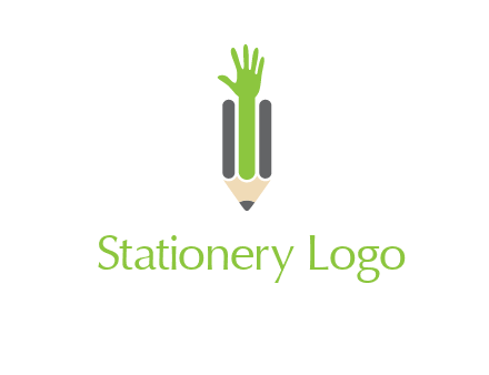 green hand inside pencil logo