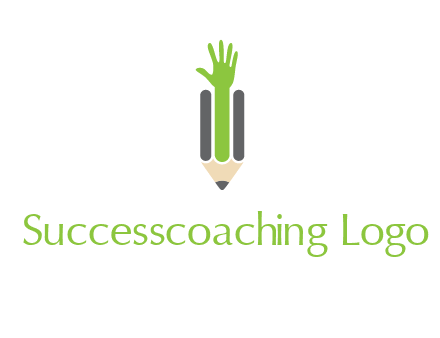 green hand inside pencil logo