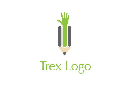 green hand inside pencil logo