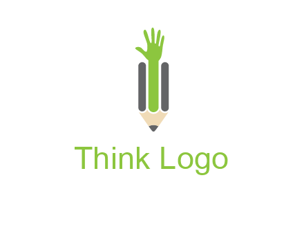green hand inside pencil logo
