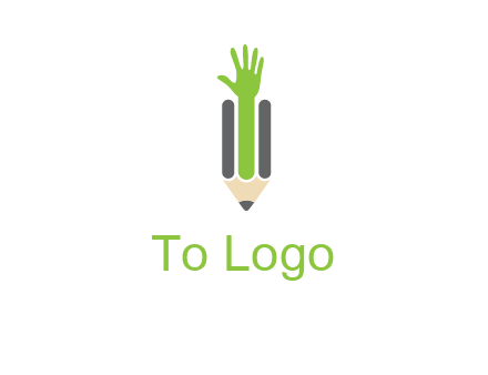 green hand inside pencil logo