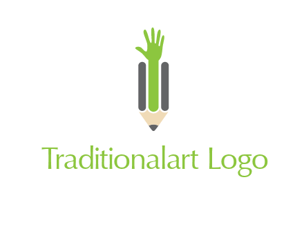 green hand inside pencil logo
