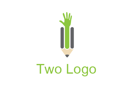 green hand inside pencil logo