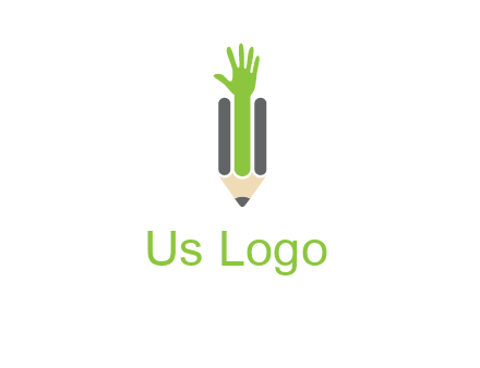 green hand inside pencil logo