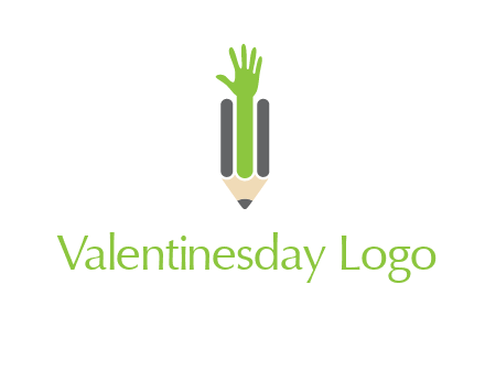 green hand inside pencil logo