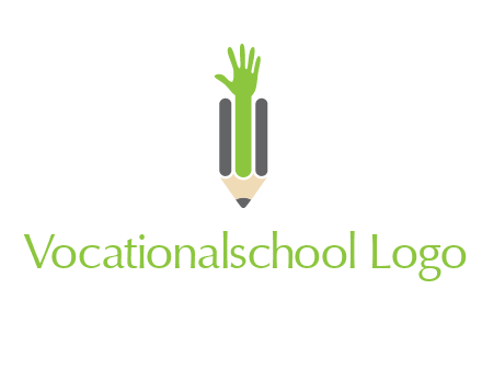 green hand inside pencil logo