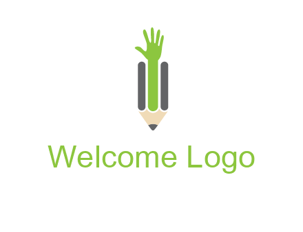 green hand inside pencil logo