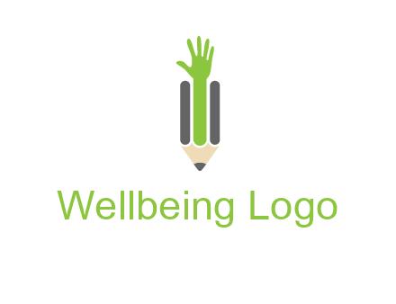 green hand inside pencil logo