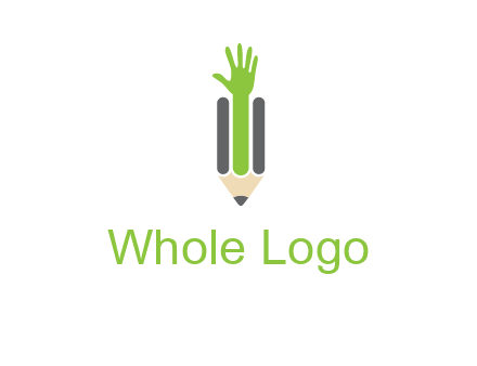 green hand inside pencil logo