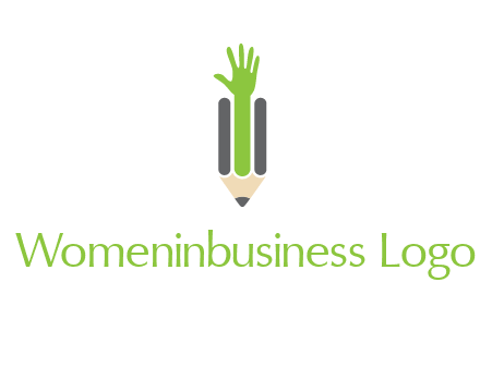 green hand inside pencil logo