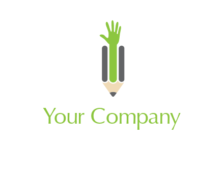 green hand inside pencil logo