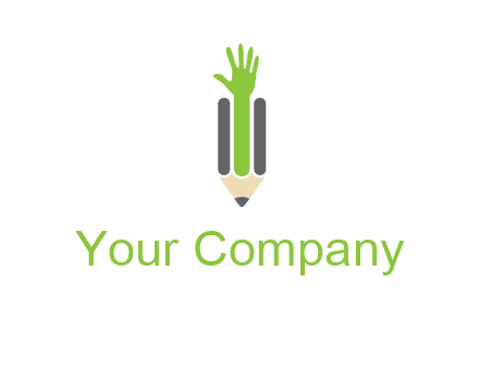 green hand inside pencil logo