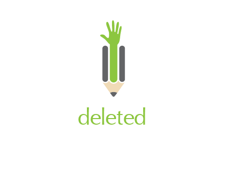 green hand inside pencil logo