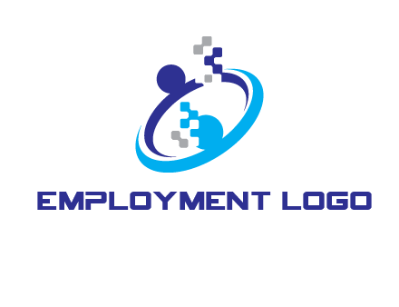 logo with pixels or pieces rising from ring