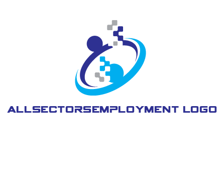 logo with pixels or pieces rising from ring