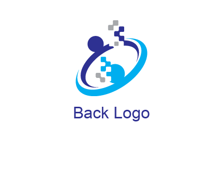 logo with pixels or pieces rising from ring