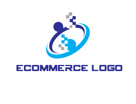 logo with pixels or pieces rising from ring