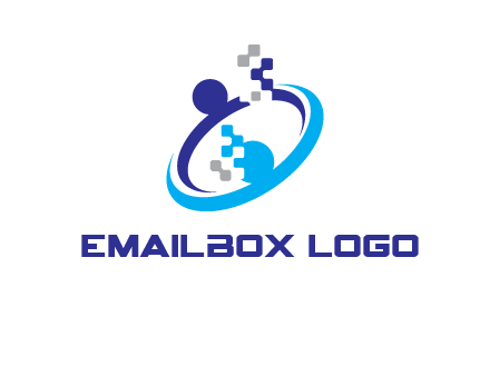 logo with pixels or pieces rising from ring