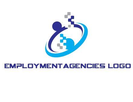 logo with pixels or pieces rising from ring