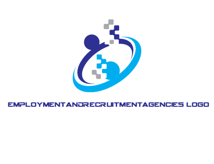 logo with pixels or pieces rising from ring