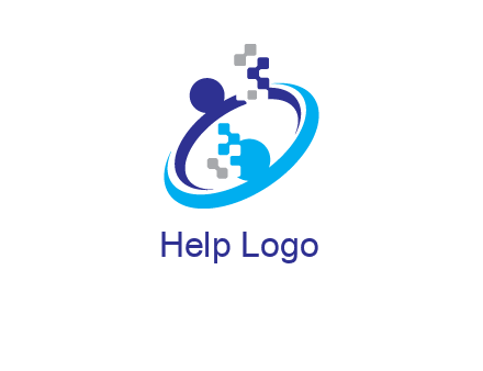 logo with pixels or pieces rising from ring