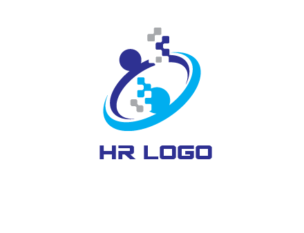 logo with pixels or pieces rising from ring