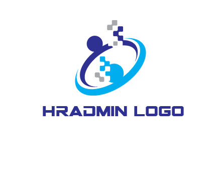 logo with pixels or pieces rising from ring