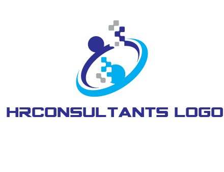 logo with pixels or pieces rising from ring