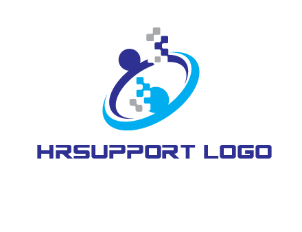 logo with pixels or pieces rising from ring