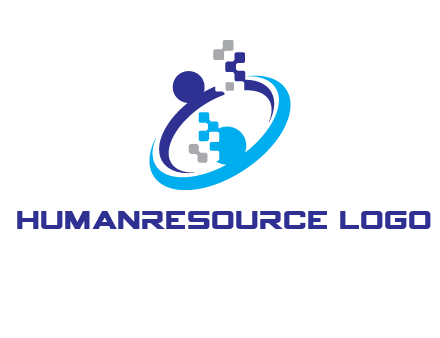 logo with pixels or pieces rising from ring